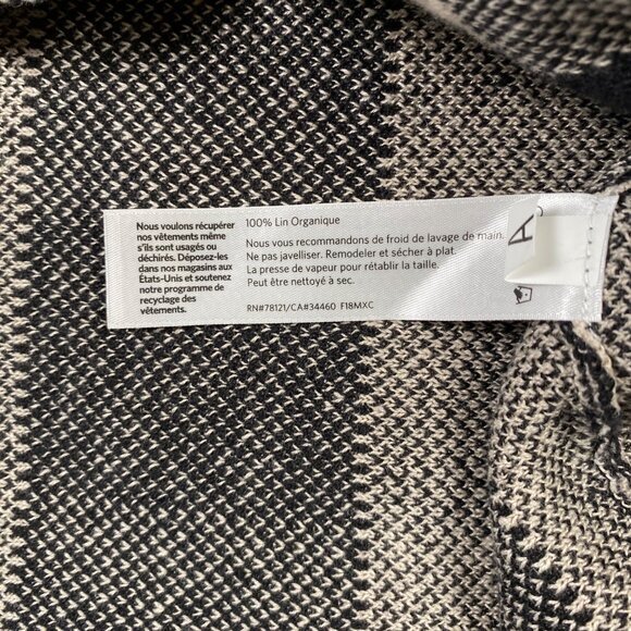 Eileen Fisher Buffalo Check Sweater Size XXS Crop Plaid Linen‎ Black & Beige - Picture 5 of 8